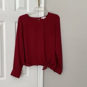 Socialite Deep Red Blouse with Knot Detail